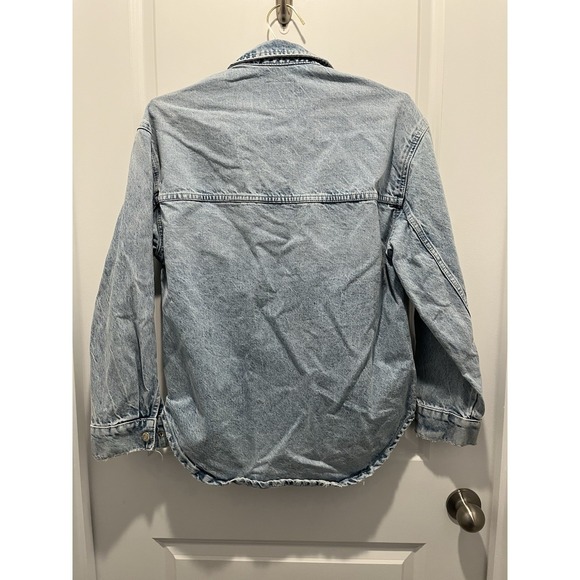 Zara Carpenter Denim Button Down Shirt with Snap Buttons XS - Picture 7 of 7